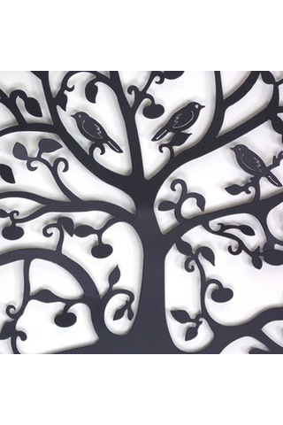 Metal Hayat Ağacı Duvar Dekoru Siluet Sanatı Hediye İç Mekan Dış Mekan Bahçe Ev Dekorasyonu Siyah, 28x28cm