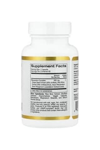 California Gold Nutrition, Resveratrol Complex With Grape Seed Extract, Red Wine Extract, And Trans-resveratrol, 60 Veg Capsules