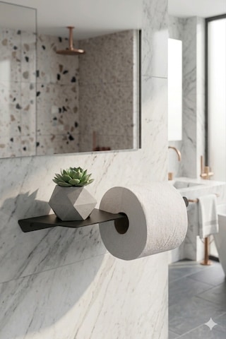 Telefon Raflı Siyah Metal Tuvalet Kağıtlığı Modern Wc Kağıt Tutucu Banyo Aksesuarı Siyah