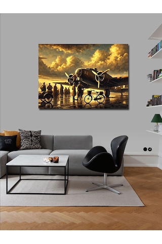 Kanvas Tablo Savaş Uçağı Ve Efsanevi Atmosfer