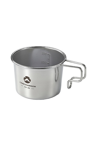 Ranyeek 304 Paslanmaz Çelik Kamp Kupa, Doğrudan Isıtılabilir, İç Ölçü Skalaları, Taşınabilir, 160ml Gümüş