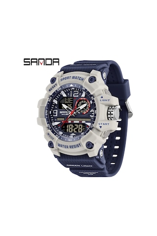 Sanda 33671 Çok İşlevli Erkek Spor Saati Mavi Gri