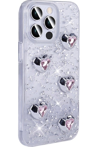 Apple Uyumlu iPhone 14 Pro Max Kılıf Airbagli Simli Arka Yüzey Zore Işıltı Silikon Kapak Lila