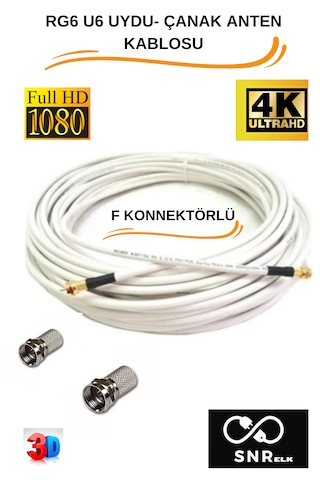 Snrelk 30 Metre Uydu Çanak Anten Kablosu 3d Uyumlu Rg6-u6 Snrelk 30 Metre Uydu Çanak Anten Kablosu 3d Uyumlu Rg6-u6