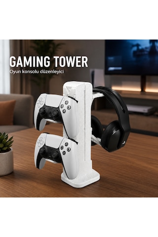 Gaming Tower Oyun Konsolu Düzenleyici Mermer Rengi