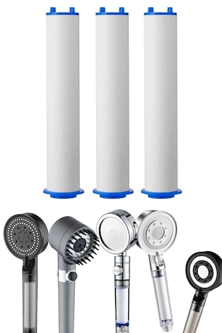 3'lü Yedek Duş Başlığı Filtresi - Görselde Ki Tüm Modellere Uyumludur Beyaz