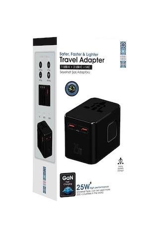 25w Evrensel Seyahat Şarj Adaptörü Fiş Priz Dönüştürücü /1xusb /2
