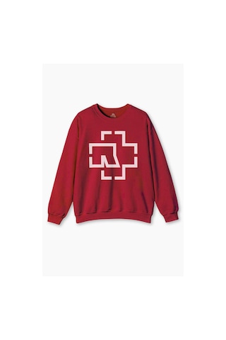 Kırmızı Sweatshirt Rammstein Till Lindemann Metal Music Baskılı Unisex Sweat Kırmızı