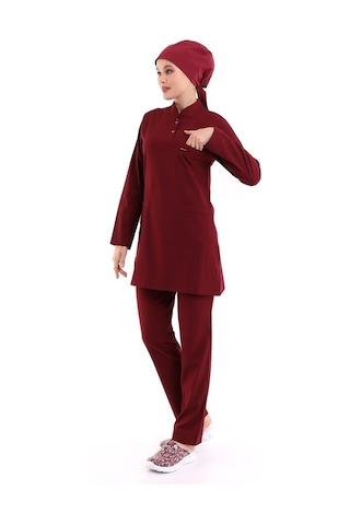 Soft Likralı Tesettür Forma Takım İki Çıtçıt - 6407 Bordo Soft-6119