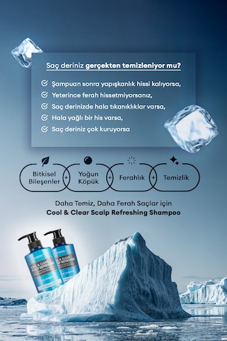 Canlandıcı Ve Ferahlatıcı Saç Bakım Şampuanı Kundal Cool & Clear Scalp Refreshing 500ml Aqua Mint