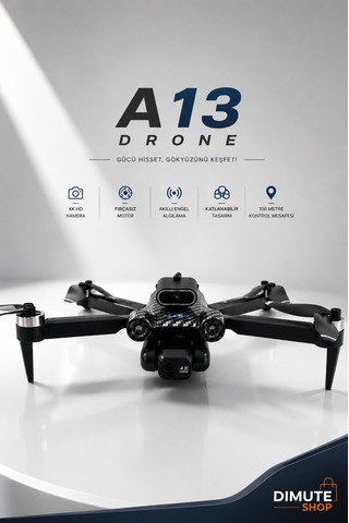 A13 Drone 4k Hd Kameralı Fırçasız Motor Akıllı Engel Sensörlü Katlanabilir Drone