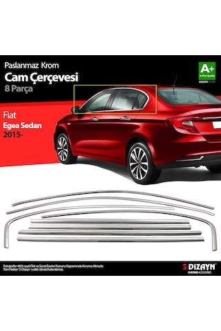 S-Dizayn Fiat Egea 2015 Üzeri SD Krom Cam Çerçevesi 8 Parça