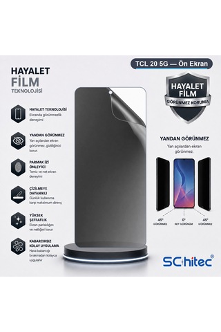 Tcl 20 5g Uyumlu Ön Yüzey Hayalet Privacy Hidrojel Ekran Koruyucu 22095232