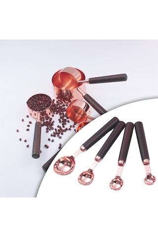 Homyl Çay Kurusu Sıvı Gıda Aksesuarları Için Ahşap Saplı 4 Ölçü Kaşığı