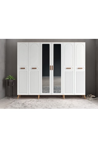 Letto Membran 6 Kapaklı Portmanto Montaj Dahil Çam Beyaz 210 Cm