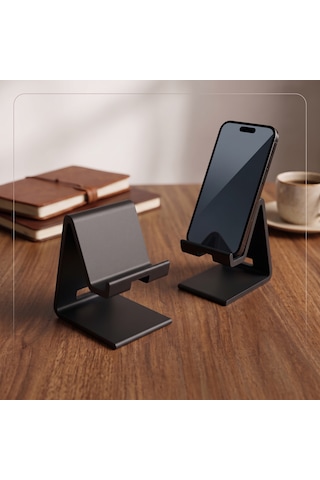 Şarj Kanallı Masaüstü Telefon Standı Siyah