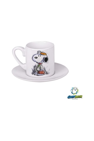 Doktor Snoopy Türk Kahvesi Fincanı 0119 Beyaz