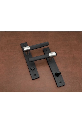 Punch Mat Siyah İnox Lüx Zamak Aynalı Wc Banyo Kapı Kolu Sağ Basar 1 Takım
