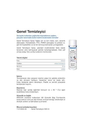 Weicon Genel Temizleyici Sprey 500 ML