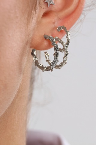 Kadın Gold Sarmaşık 3'lü Set Küpe Gümüş