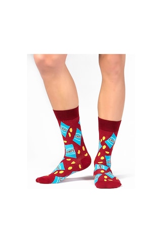 Ozzy Socks Cips Desenli Çorap Kırmızı
