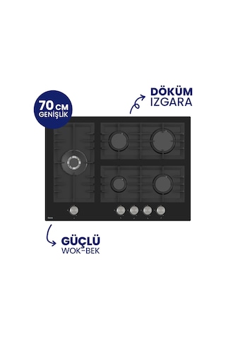 Flowart Turbolu Silenart QBL62CS - BL135 - D077SA Siyah Cam Ankastre Set
