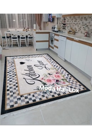 Mutfak Kaymaz Tabanlı Yıkanabilir Halı Kilim Yolluk Çok Renkli