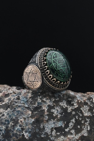 Özel Tasarım Hz. Süleyman Mührü Gümüş Erkek Yüzüğü 901543 Gümüş