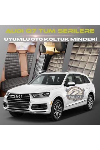 Audi Q7 Tüm Serilere Uygun Antrasit Renk Tay Tüyü Cepli & Terletmez Sırtlı Oto Koltuk Minder Seti - Koltuk Koruma Kılıfı Ön & Arka Tam Set