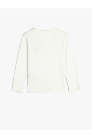 Koton Pamuklu Pijama Üstü Uzun Kollu Yuvarlak Yaka Beyaz 5wlm40018mk