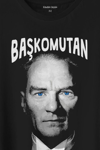 Başkomutan Atatürk Mavi Gözlü Gazi Reis Baş Komutan Baskılı Tişört Unisex T-shirt 001