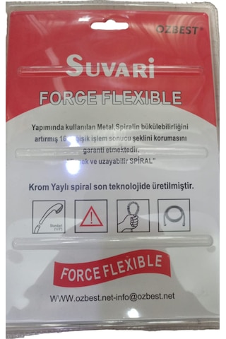 Özbest 2 Metre Spiral Çelik Örgülü Duş Hortumu Blisterli Paket