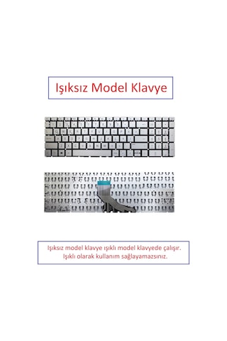 Gümüş-ışıksız, Notebook Klavye - Hp Pavilion 250 G7 9cd45es, Tpn-c142 Muadili İle Uyumlu