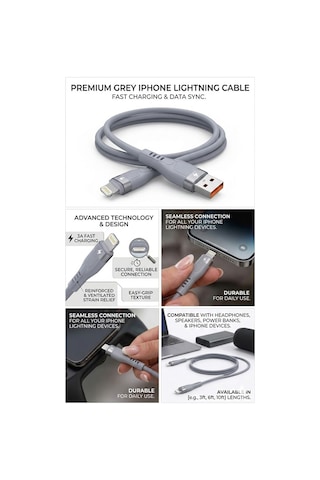 Usb To İphone Lightning Silikon Hızlı Şarj Ve Data Aktarım Kablosu 1 Metre 3.4 Amper Mt2353