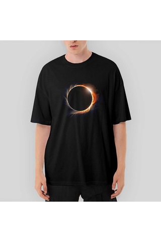 Solar Eclipse Oversize Siyah Tişört Siyah