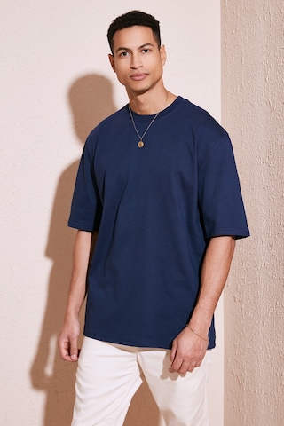 Buratti Pamuklu Oversize Bisiklet Yaka Basic Erkek T Shirt 5902365 Indigo
