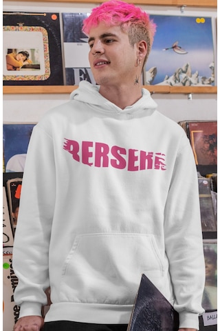 Sevbano Tasarım Berserk Guts Anime Sırt Baskılı Unisex Oversize Penye Hoo beyaz