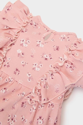 DeFacto Kız Bebek Çiçekli Uzun Kollu Waffle Elbise D9563A525SPPN243 Pembe