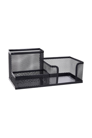 Metal Masaüstü Kalem Tutucu Ofis Depolama Kutusu Kalem Masası Mesh Organizatörü Black