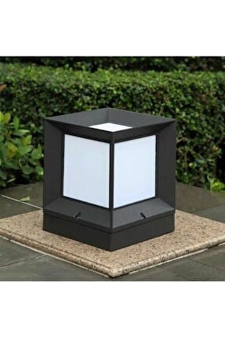 Sekizgen Led Kare Küp Dekoratif Bahçe Aydınlatma Armatürü Dış Mekan Sl 1903 Siyah