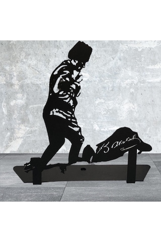 Yaren Home Dizayn Atatürk Imzalı Dekoratif Masa Üstü Silueti Siyah