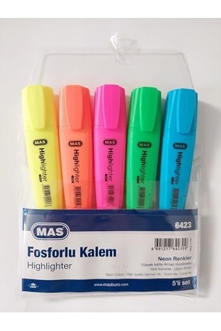 Fosforlu Kalem 5&apos Li Plastik Ambalaj -