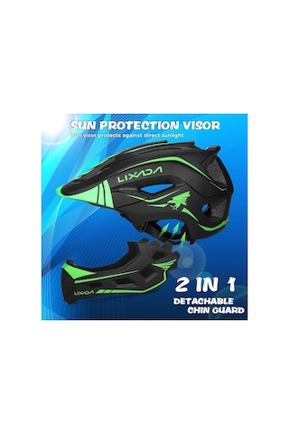 Lıxada-çocuklar İçin Açık Havada Bisiklet Tam Yüz Kaskı Karbon Deseni Koyu Gri Koyu Gri