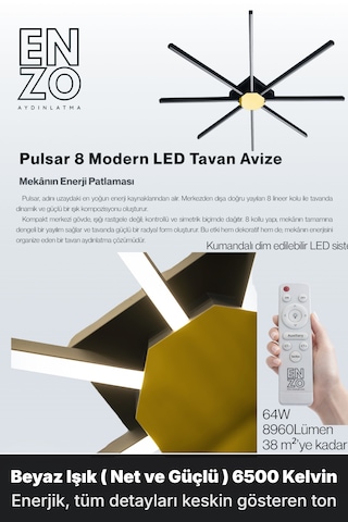 Pulsar Modern Led Tavan Avize - Aşağı Işık Kumandalı Dim Edilebilir