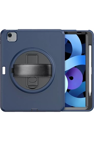Apple iPad Uyumlu 2022 10.9 10.nesil Kılıf Hand Strap Tablet Kılıfı - Lacivert Arka Kapak