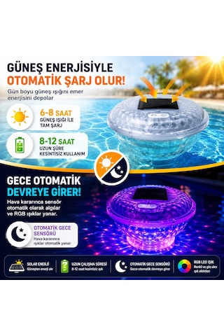 Hpytech Güneş Enerjili Rgb Led Havuz Klor Şamandırası Uzaktan Kumandalı Ip67 Su Geçirmez Otomatik Gece Sensörlü Solar Klor Dağıtıcı