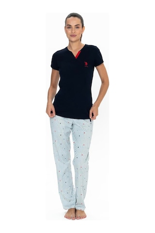 U.s. Polo Assn. Kadın Lacivert Battal Pijama Takım Kırmızı
