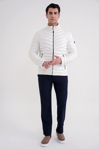 Slim Fit Hakim Yaka Yan Cepli Kaz Tüyü Beyaz Şişme Mont Mt 176 Beyaz