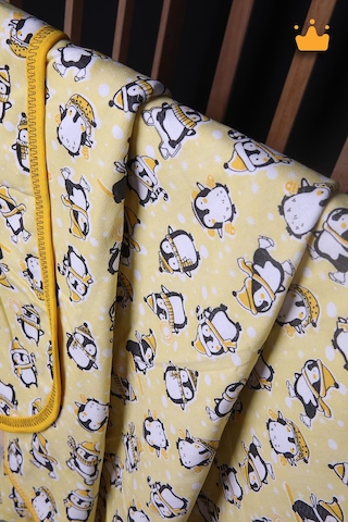 Babyhola 100x100cm %100 Pamuk Çift Kat Çok Amaçlı Örtü Battaniye Penguen Desen 13100 001