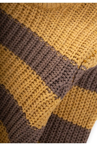 Selanik Çizgili Triko Kazak 2-8 Yaş Hardal Sarı Hardal Sarı